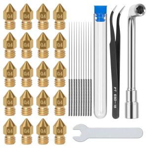 33PCS 4mm MK8 노즐 3D 프린터 압출기 청소 핀셋이있는 바늘 스틸 스테인레스 렌치 Ender3