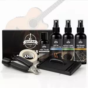 WAN2TLK 8Pcs 기타 클리닝 키트 유지보수 프렛 폴리쉬 솔루션 프렛보드 레몬 오일 스트링 튜너 마스킹
