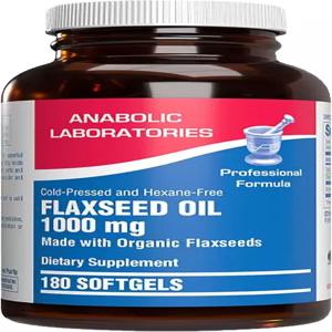 콜드 프레스 아마씨 오일 1000mg 소프트젤 - 자연 발생 오메가 3 6 9가 풍부한 비 GMO 무생물 보충제 180개
