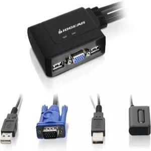 IOGEAR 2포트 USB VGA 케이블 KVM 스위치 - 2048 x 1536 리모컨 플러그 앤 플레이 PC MAC SUN GCS22U