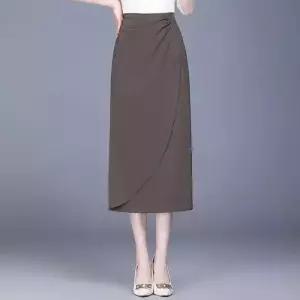 마르소 치마 미디 블랙 봄 하계 여성H라인 힙업 일자 트임 UNO2