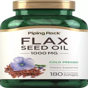파이핑 록 아마씨 오일 1000mg 소프트젤 캡슐 180개 콜드 프레스 보충제 비 GMO 텐 프리