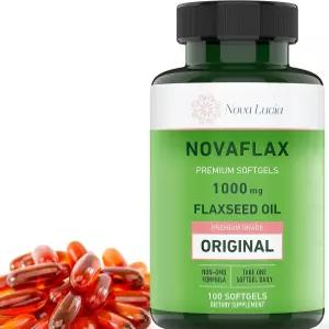노바 루시아 아마씨 오일 캡슐 1000mg 오메가 3 6 9개의 모발 피부 및 손톱용 소프트젤 비-GMO 텐 프리