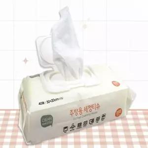 주방용 세정티슈 40매 기름때제거 주방물티슈 행주물티슈 오븐클리너
