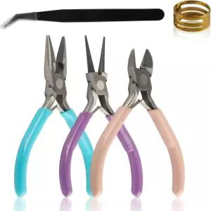 3pcs 주얼리 플라이어 세트 제작 도구용 바늘 코 둥근 및 와이어 커터 수리