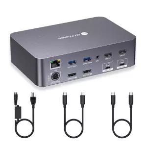 AV 액세스 KVM 스위치 도크 2 모니터 노트북 4K 듀얼 HDMI USB-C MST 포트 2개 각 PC당 60W PD 1G 이더넷