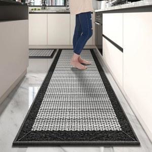 PADOOR 미끄럼 방지 주방 러그 세트 2 흡수식 2피스 + 워셔블, 블랙 러그, 러너 앞 2.5'X6' 스키드 초대형 싱크대 - 20