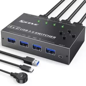USB 3.0 스위치 셀렉터 4 포트 MLEEDA KVM 스위처 컴퓨터 공유 장치 키보드 마우스 프린터 스캐너용 주변