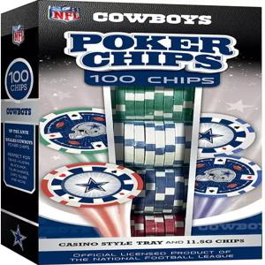 걸작 댈러스 카우보이스 NFL 포커 칩 세트 - 100pc 카지노 스타일 공식 라이선스 트레이 포함 11.5그램