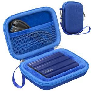 삼성호환 T7 쉴드 / 터치 휴대용 솔리드 스테이트 드라이브 500GB 1TB 2TB 4TB USB 3.2 외장 SSD 하드 EVA 충격 방지 보관 여행 가방 파란색