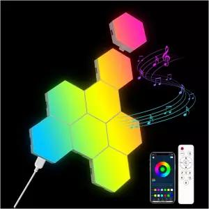 OJQ 8팩 헥사곤 조명 벽 RGB 패널 LED 룸 데코 스마트 앱 음악 및 싱크 모양 게이밍 침실