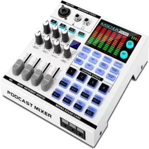 게이밍 오디오 믹서 48V 팬텀 파워 사운드 카드 블루투스/6.35mm/3.5mm/XLR 입력 음성 변환 DJ 효과가 있는