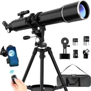 파미로사 고성능 90mm 구경 36X-270X 초점 거리 굴절 망원경 행성 및 별 가방 포함 전문 전화 어댑터