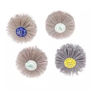 Mtsooning 4Pcs 4 사이즈 80 120 180 240 나일론 휠 브러시 6mm 나사산 섕크 구색 키트가 포함된 연마 헤드