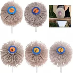 스핏 5Pcs 5 사이즈 80 180 240 320 600 나일론 휠 브러시 연마 헤드 6mm 나사산 생크 구색 키트 광택 제거