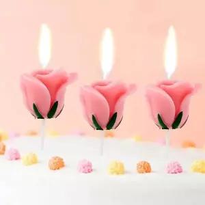 [알티피아]핑크 생일 초 꽃초 케이크초 기념일초 예쁜초