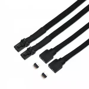 2pcs / 로트 팬 RGB 어댑터 케이블 블랙 PET 슬리브 HD LL20 40 QL 3핀 5V LED 50cm 여성