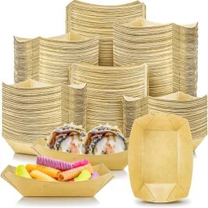 MotBach 400 팩 1/4Lb 종이 음식 보트 트레이 일회용 소형 플레이트 용기 미니 크래프트 서빙 바구니 스낵