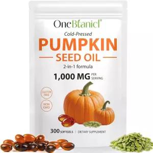 나일로레인 호박씨 오일 캡슐 300PCS 1000mg 콜드 프레스 한 모발 비뇨기계 필수 지방산 100 무첨가 GMP