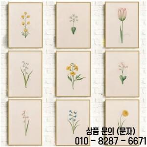 캔버스 페인팅 벽 예술 빈티지 봄 꽃 식물 그림 포스터 다채로운 야생화 보육 룸 홈