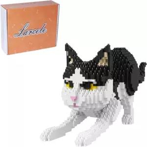 라셀 고양이 미니 빌딩 블록 동물 세트 DIY 마이크로 3D 장난감 벽돌 1390피스 KLJM-05 흑백