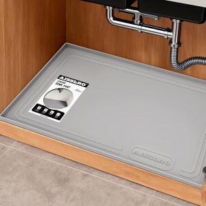 아이슬로 언더 싱크 매트 22인치 X 돌출 반려견 누수 매트, 사료 캐비닛 보호대, 트레이, 선반 정리 주방 있는 방수 라이너 모서리가 및 회색 실리콘 욕실 19인치,