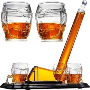 스하키 위스키 디캔터 세트 4 헬멧 안경 750ml 8 u203 팬 선물 스포츠 아버지 또는 와인 사반트의