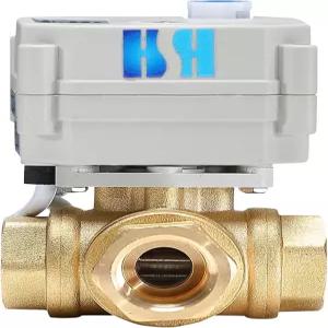 HSH-Flo 3 Way 1/2 인치 12VDC 24VAC/DC L 타입 자동 리턴 황동 전기 위치 피드백 온/오프 모터식 볼 밸브