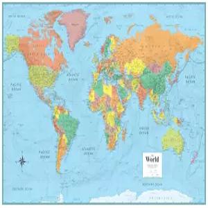 Swiftmaps 32인치 x 50인치 RMC 대형 월드 월 맵 포스터 - 라미네이트 롤 32x50 시그니처