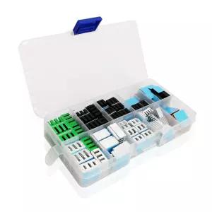 이지카고 124pcs 히트싱크 키트 9 사이즈 멀티컬러 알루미늄 구리 3M 8810 열전도성 접착 테이프 쿨러 냉각