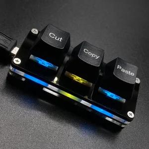 BTXETUEL 미니 3키 컷 복사 붙여넣기 키보드 - Ctrl X C V 바로 가기가 있는 RGB 매크로 패드 게이밍