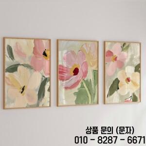 3피스 코티지코어 꽃 예술 작품 파스텔 야생화 그림 프린트 중립적인 톤의 추상 홈 월 아트 데코