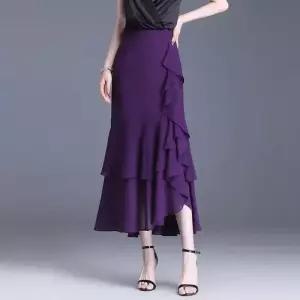 마킷3 스커트 롱 하계 이성 쉬폰 중기장 레이어드 언밸런스 쉬폰치마 머메이드 JEN2
