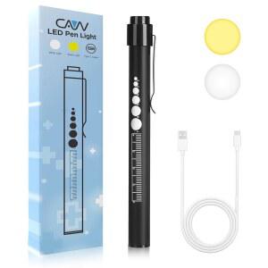 간호사 의사를 위한 동공 게이지 LED 펜라이트가 장착된 CAVN 충전식 펜라이트 따뜻한/흰색 조명 간호 학생을 USB 의료용 선물 블랙
