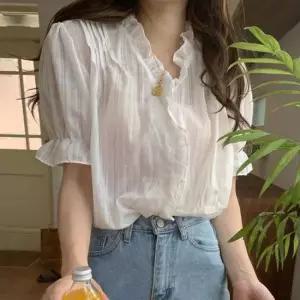 러플 프릴 시스루 루즈핏 블라우스 여성 소프트 시원 여성여름블라우스