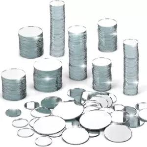 250 작은 원형 공예 거울 미니 유리 모자이크 타일 및 DIY 프로젝트 용품 홈 데코레이션 075인치