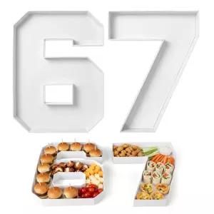 아셀레직 67개 테마 생일 파티 장식 식스 세븐 숫자 채우기 트레이 스크림 10인치 판지 음식 편지 캔디