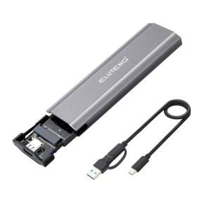 ELUTENG M.2 SSD 인클로저 NVME SATA 듀얼 프로토콜 하드 드라이브 알루미늄 USB 3.2세대 10Gbps 외장 to 리더 최대 4TB 지원 M 및 BM