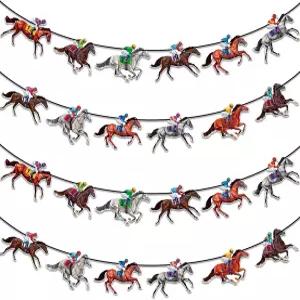 24 PCS 더비 장식 경마 배너 매달린 장미를 위한 켄터키 파티 용품을 데이 말 화환