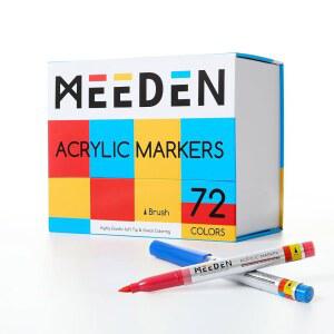 MEEDEN 아크릴 페인트 마커 브러시 팁 부활절 장식을 위한 자동 잉크 제어 기능이 있는 72가지 색상 대용량 - 바위 나무 유리 천 세라믹 금속용 방수