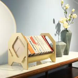 데스크탑 책장 손잡이가 있는 스태킹 가능한 책 정리함 CD/잡지/파일 보관용 랙 공부용 휴대용 작은 거실