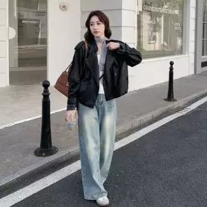 블랙 여자 가을 가죽 빈티지코트 점퍼 재킷 DUCHI3