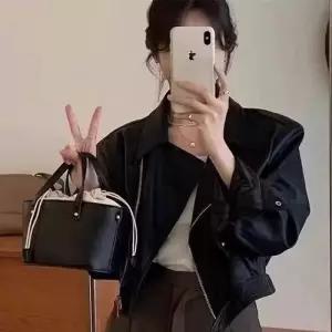 여성 가죽 자켓 빈티지코트 봄가을 슬림핏 숏 DUCHI3