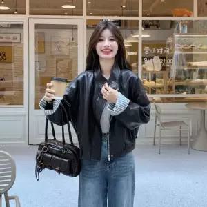 여사친 갈색 가을 빈티지 가죽 자켓 코트 재킷 DUCHI3