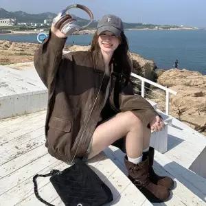 빈티지 여성 가죽 자켓 코트 봄가을 쿨맥스 컬러링 DUCHI3