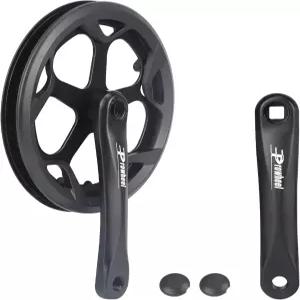 프로휠 E 바이크 크랭크셋 싱글 46T 48T 52T 스틸 체인링 더블 커버 70mm 알루미늄 합금 암 단일 속도 및 6
