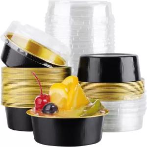 뚜껑이 있는 디저트 컵 EUSOAR 5oz 50pc 호일 베이킹 달린 150ml 간식 플랜 파이 라메킨 경제형 케이터링