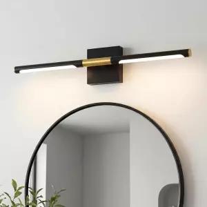 Audiic 24인치 욕실 조명 기구 6W 3CCT 가능한 CRI90 블랙 및 골드 LED 배니티 360 회전 모던 라이트 바