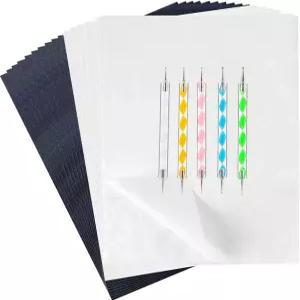 50 블랙 화이트 카본 전사지 세트 트레이싱 페이퍼 나무 종이 캔버스 천을 위한 5 PCS 스타일러스 도팅