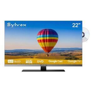 SYLVOX 22인치 12V/24V 스마트 RV TV Google 및 내장 DVD 플레이어 프레임리스 1080P 풀 HD QLED 디스플레이 충격 저항 넓은 전압 지원9 u201332V 음성 제어 리모컨리모 시리즈